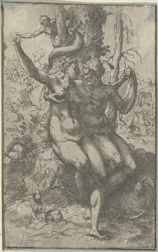 De zondeval by anonymous, print, 1550-1600