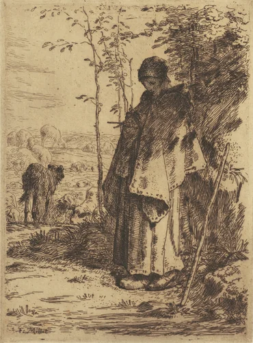 The Large Shepherdess (La Grande Bergere) by Jean-François Millet, print, 1862