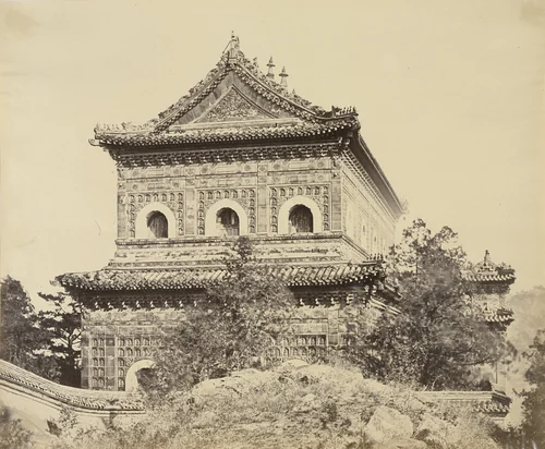 The Great Imperial Porcelain Palace, Yuen Ming Yuen, Pekin by Felice Beato, photograph, 1860