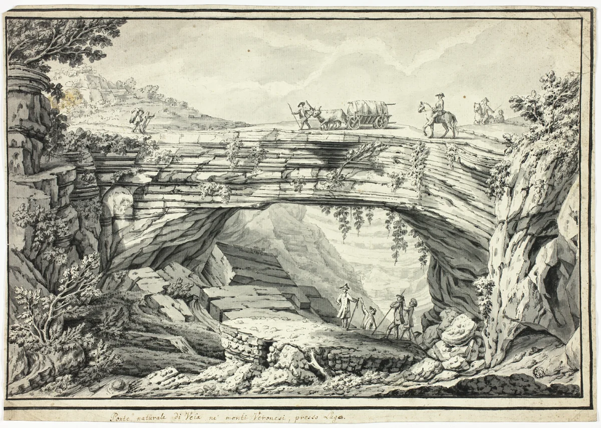 Natural Bridge of Veia in the Veronese Hills, Near Lugo by Unknown Artist, drawing, 1700-1799