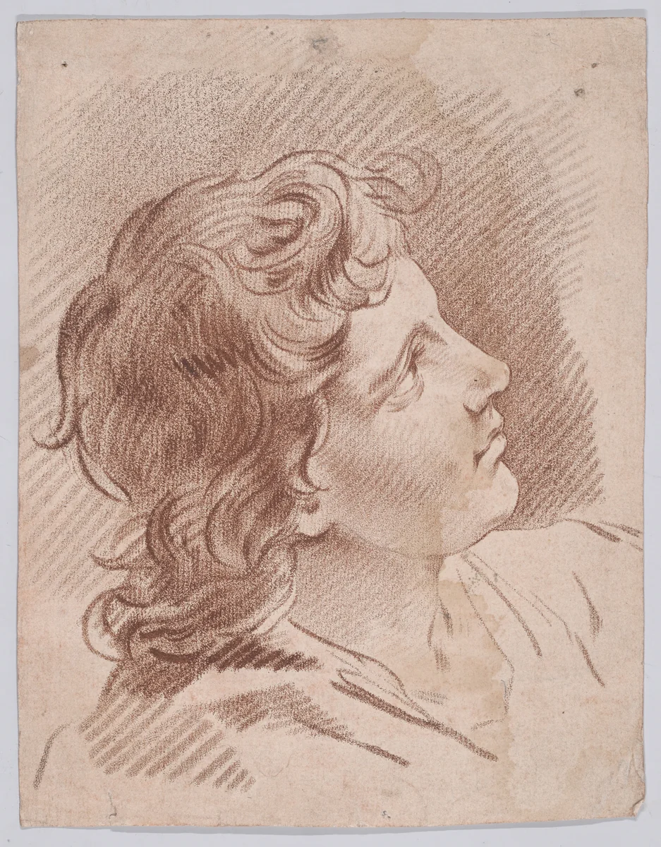 Head of a Young Man by Gilles Demarteau, print, 1737-1776