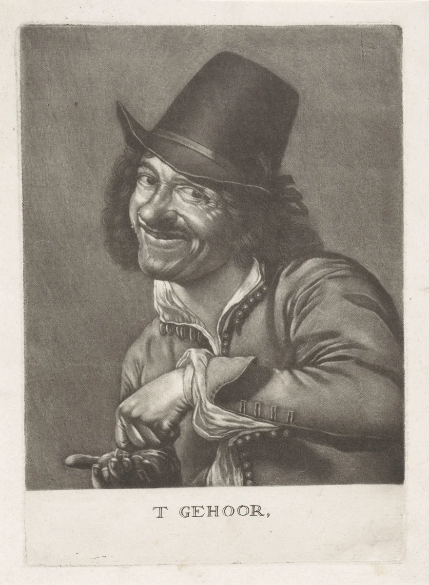 Man telt munten (het Gehoor) by anonymous, print, 1660-1800