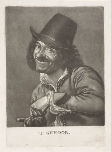 Man telt munten (het Gehoor) by anonymous, print, 1660-1800