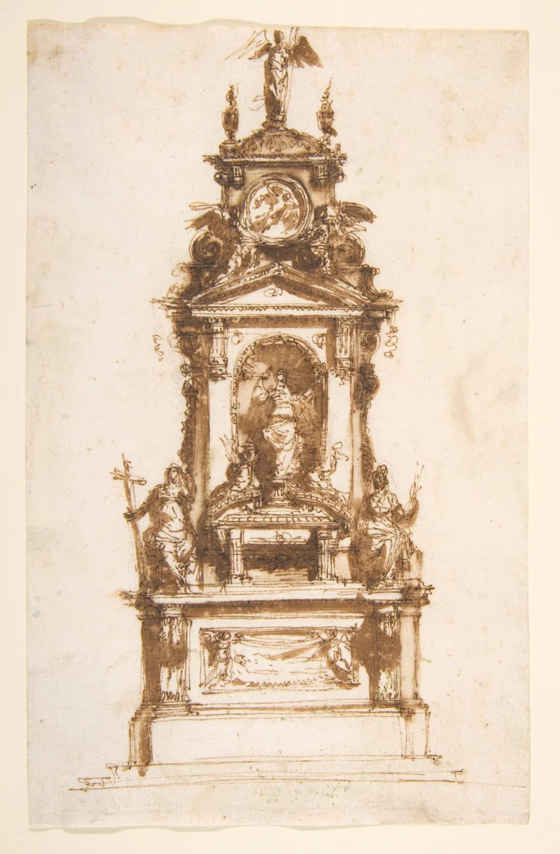 Design for an Altar Erected for the Holy Week by Mauro Antonio Tesi, drawing, 1730-1766
