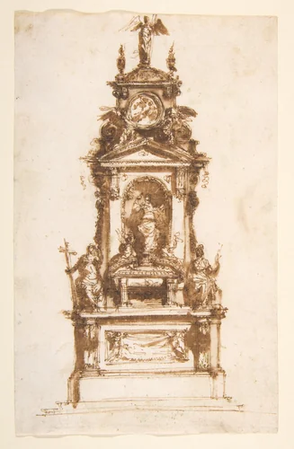 Design for an Altar Erected for the Holy Week by Mauro Antonio Tesi, drawing, 1730-1766
