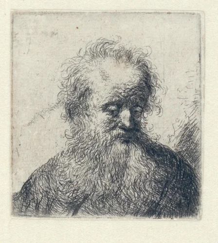 Old man with a flowing beard: bust by anonymous, print, 1631-1700