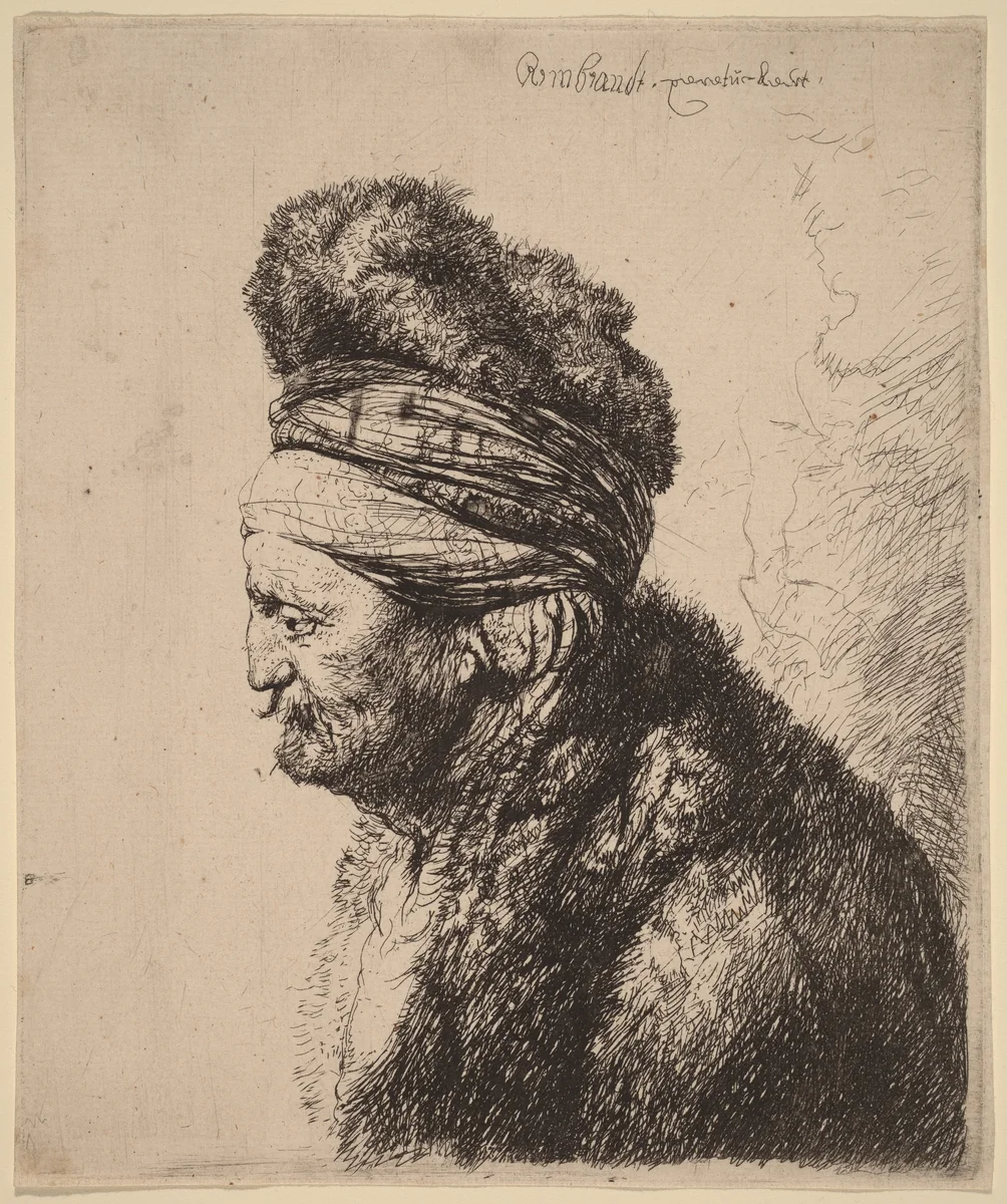 The Second Oriental Head by Rembrandt van Rijn, print, 1635