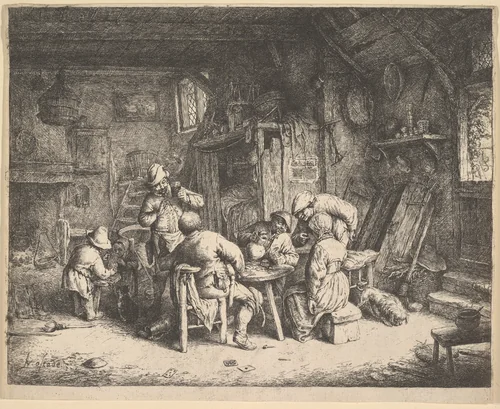 The Taste by Adriaen van Ostade, print, 1610-1685