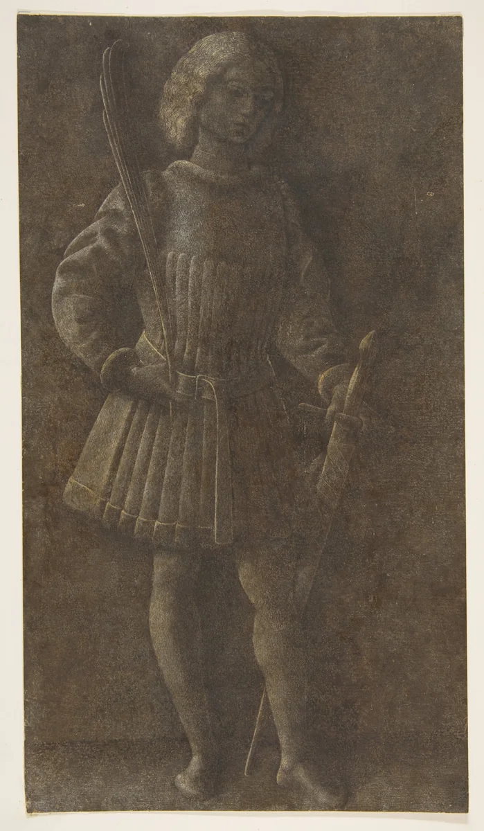 Standing Youth with Sword and Palm Branch by Antonio Vivarini, drawing, 1440-1484