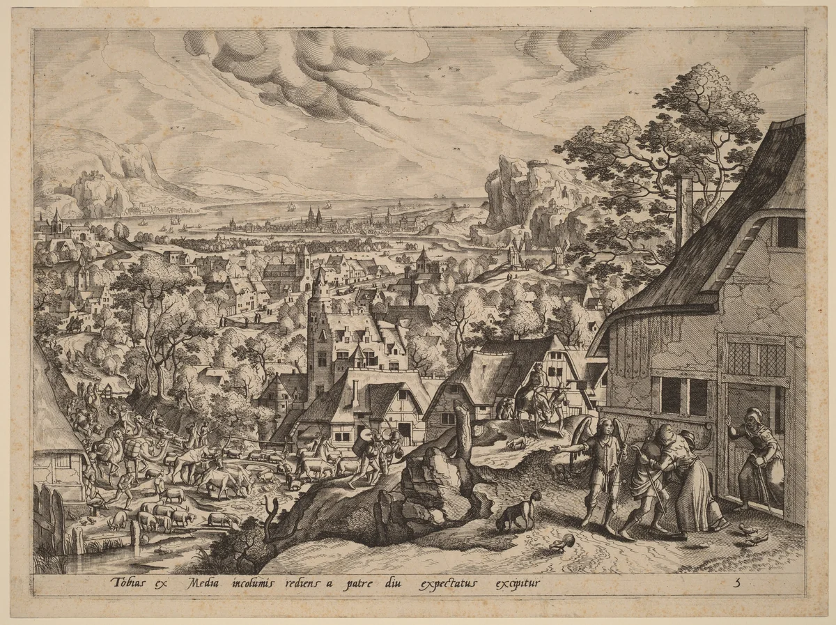 The Homecoming of Tobias by Johannes van Doetechum
Lucas van Doetechum
Hans Bol
Gerard de Jode, print, 1560-1570