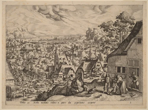 The Homecoming of Tobias by Johannes van Doetechum
Lucas van Doetechum
Hans Bol
Gerard de Jode, print, 1560-1570