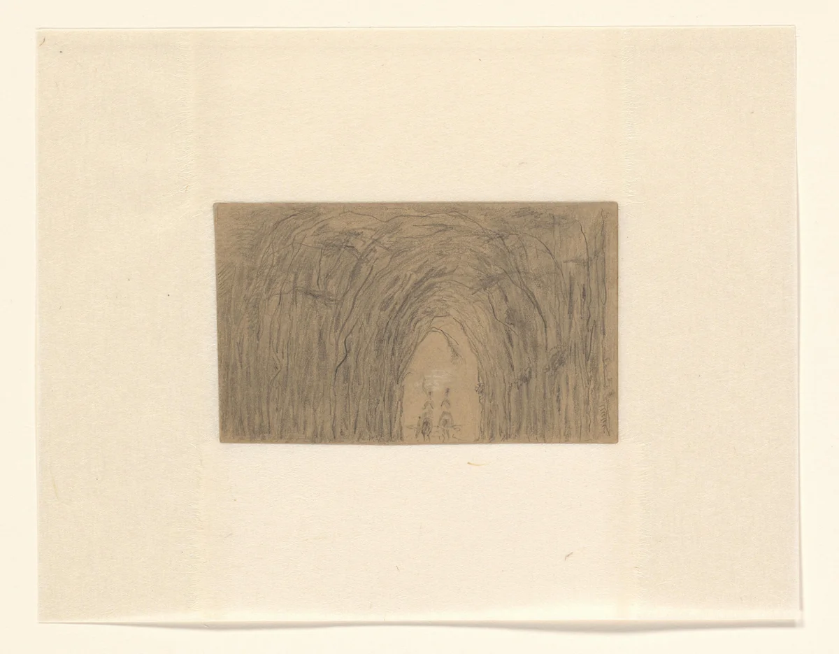 Twee ruiters op een bomenlaan by Louis Charles Hora Siccama, drawing, 1817-1880