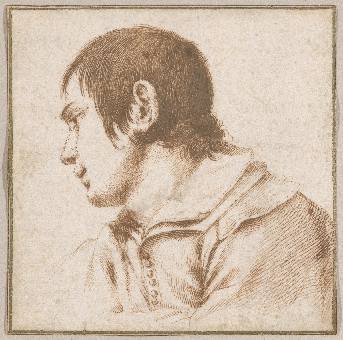 Young Boy in Bust-Length by Guercino, drawing, 1614-1635