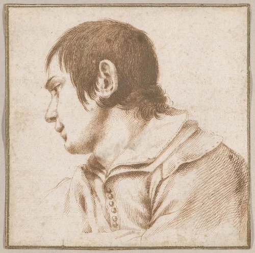 Young Boy in Bust-Length by Guercino, drawing, 1614-1635