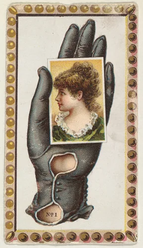 Card Number 1, cut-out from banner advertising the Opera Gloves series (G29) for Allen & Ginter Cigarettes by Allen & Ginter, print, 1885-1895