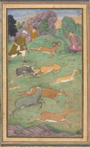 Antelope and deer hunt by Govardhan, painting, 1602-1613
