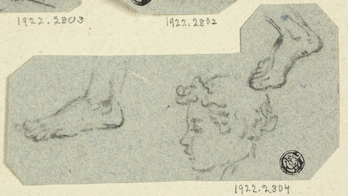 Sketches of Boy's Head in Profile, Feet by Unknown Artist, drawing, 1800-1899