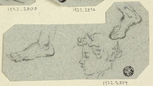 Sketches of Boy's Head in Profile, Feet by Unknown Artist, drawing, 1800-1899