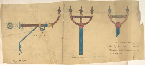 Design for Church Lights or Standards by Richardson Ellson, drawing, 1875-1885