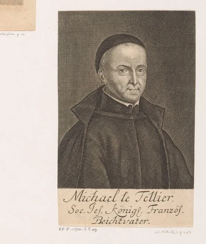Portret van Michel Letellier by Martin Bernigeroth, print, 1715