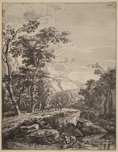 The Woman on the Hinny by Jan Both, print, 1615-1652