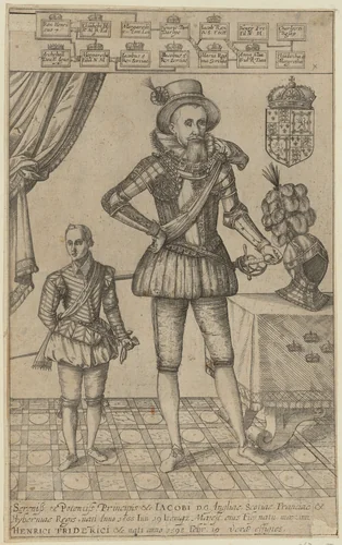 James I and Prince Henry Frederick by Unknown 19th Century, print, 1800-1899