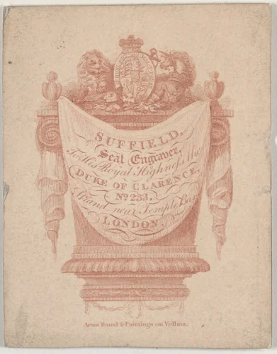 Trade Card for Suffield, seal engraver by anonymous, print, 1775-1825