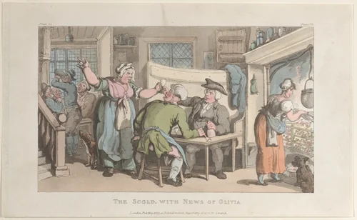 The Scold, with News of Olivia by Thomas Rowlandson, print, 1817