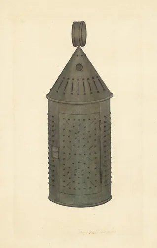 Pierced Tin Lantern by Frances Bruner, index of american design, 1935-1942
