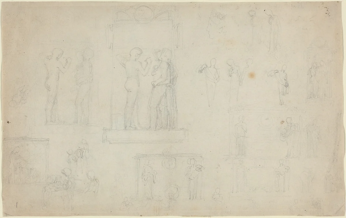 Sheet of Sketches [recto and verso] by John Flaxman, drawing, 1755-1826