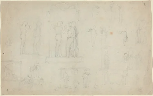 Sheet of Sketches [recto and verso] by John Flaxman, drawing, 1755-1826