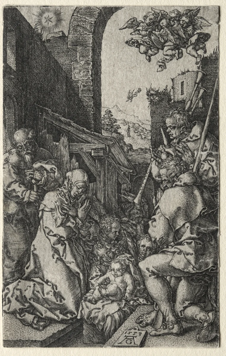 The Adoration of the Shepherds by Heinrich Aldegrever, print, 1553