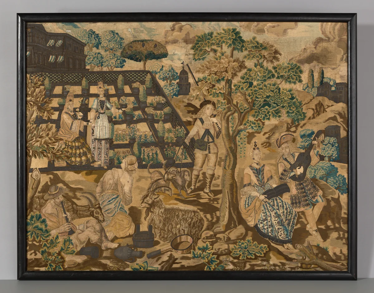 Needlework Panel by Portugal or England, textile, 1680-1700