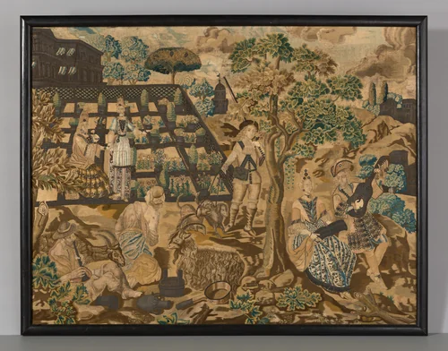 Needlework Panel by Portugal or England, textile, 1680-1700