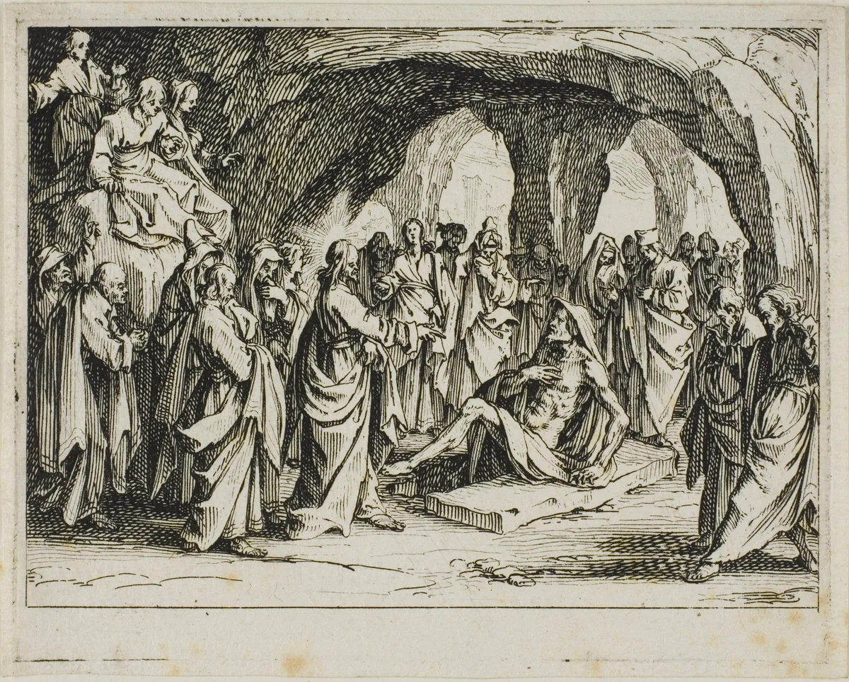 The Resurrection of Lazarus, from The New Testament by Jacques Callot, print, 1635
