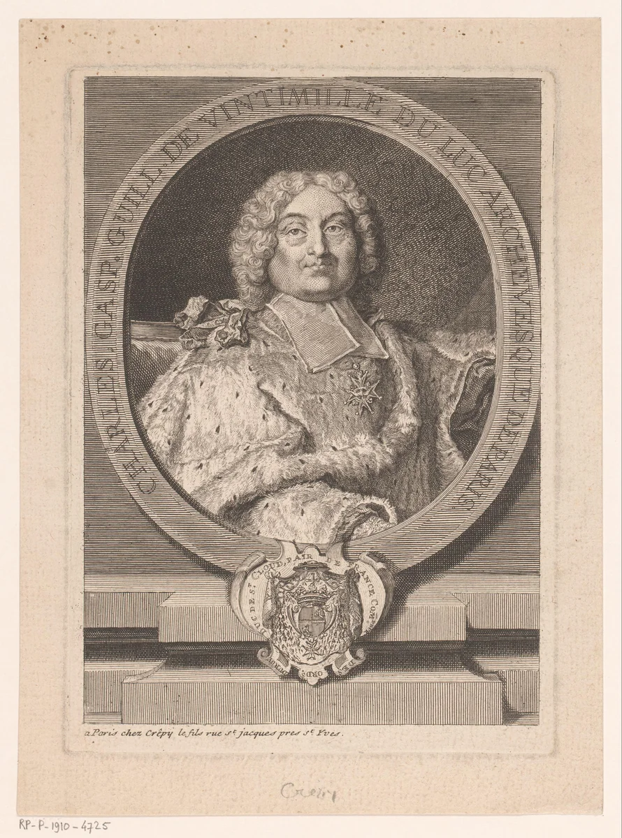 Portret van Charles-Gaspard-Guillaume de Vintimille du Luc by Louis Crépy, print, 1690-1754