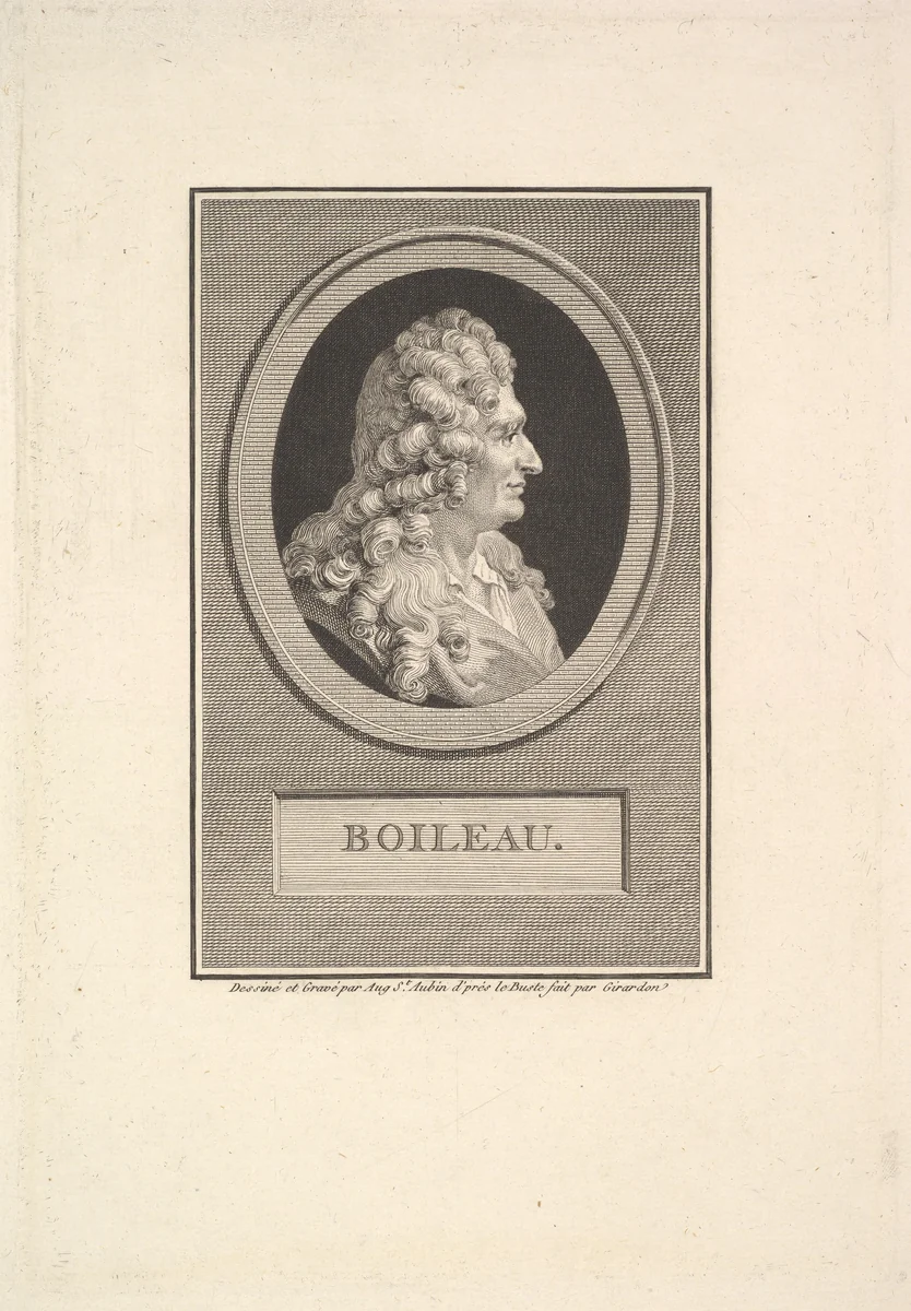 Portrait of Despréaux Nicolas Boileau by Augustin de Saint-Aubin, print, 1800
