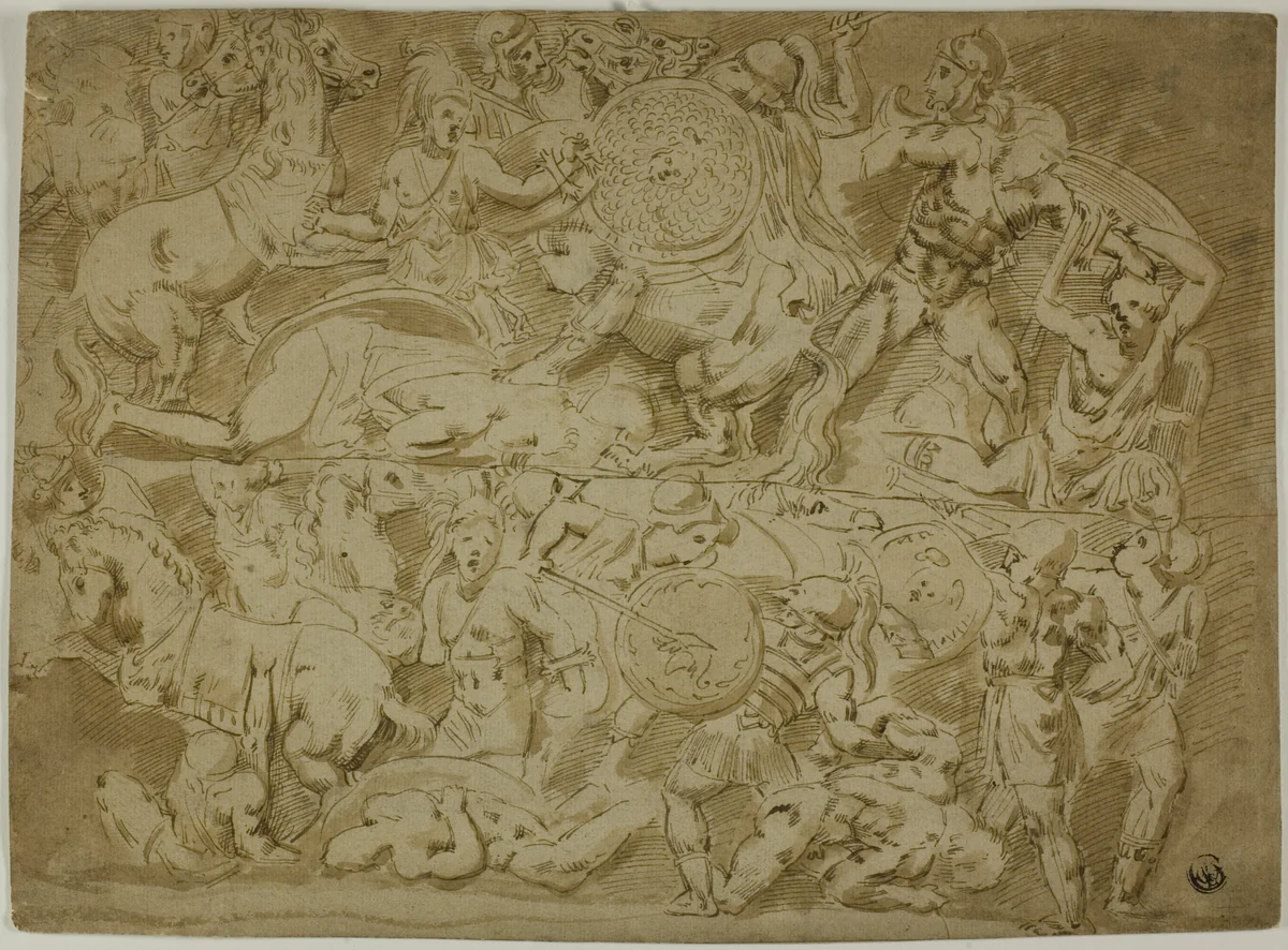 Battle of Amazons by Lodovico Carracci, drawing, 1575-1619