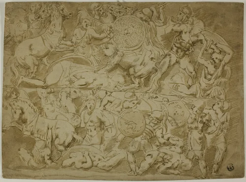 Battle of Amazons by Lodovico Carracci, drawing, 1575-1619