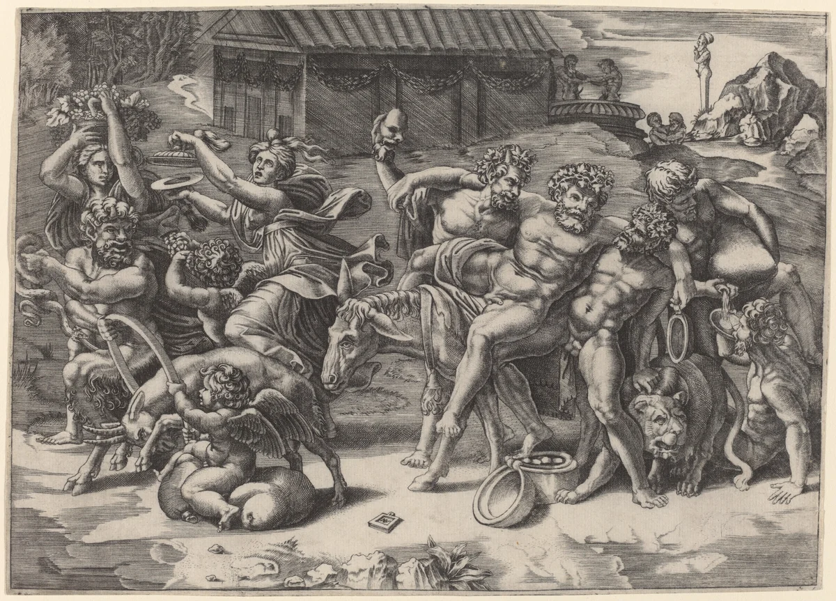 The March of Silenus by Agostino dei Musi, print, 1490-1536