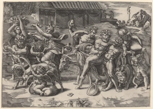 The March of Silenus by Agostino dei Musi, print, 1490-1536