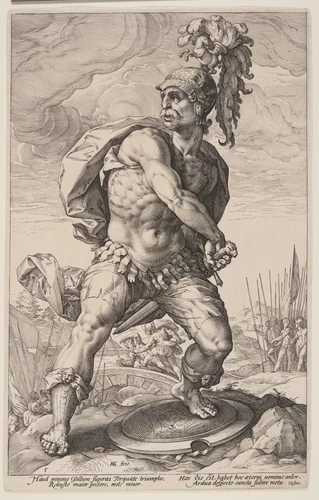 Titus Manlius Torquatus, from The Roman Heroes by Hendrick Goltzius, print, 1586