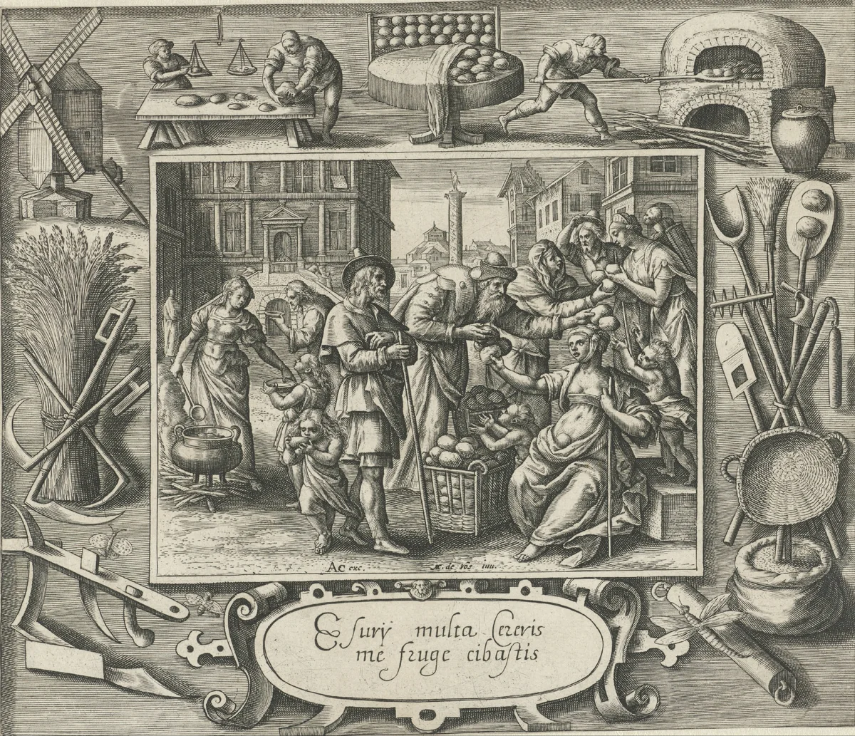 De hongerigen spijzigen by Crispijn van de Passe, print, 1580-1588