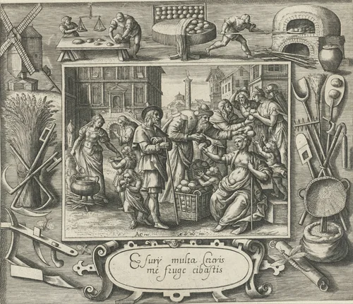De hongerigen spijzigen by Crispijn van de Passe, print, 1580-1588