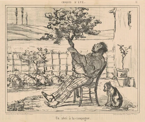 Un abri a la campagne by Honoré Daumier, print, 1856