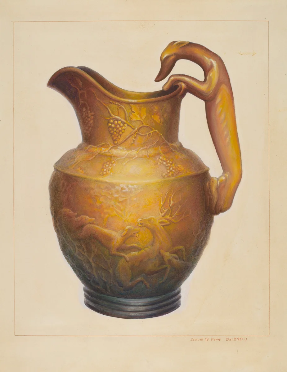 Pitcher by Samuel W. Ford, index of american design, 1935-1942