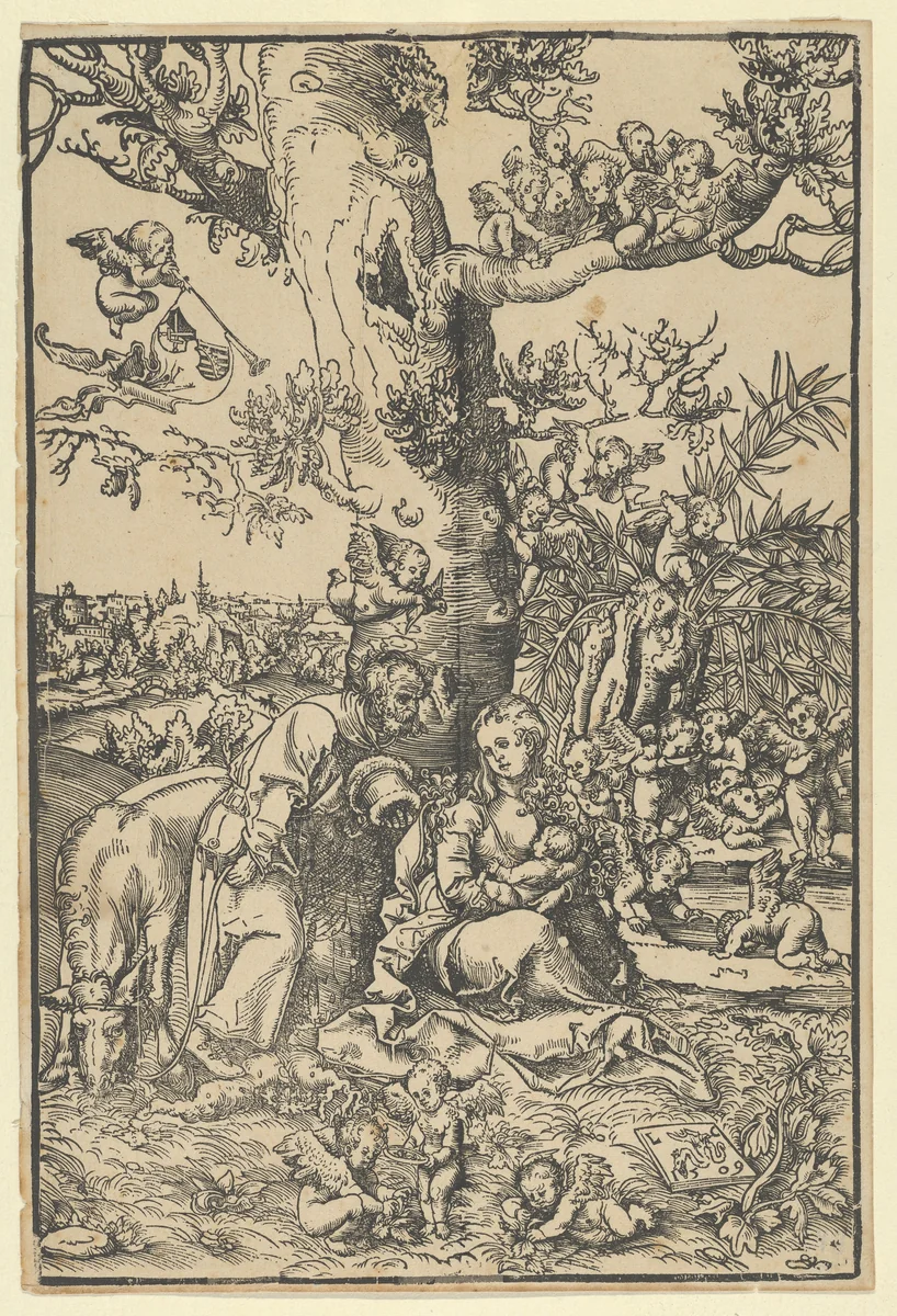 Rest on the Flight into Egypt by Lucas Cranach, print, 1509