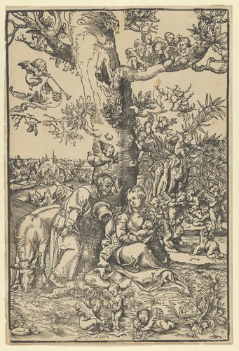 Rest on the Flight into Egypt by Lucas Cranach, print, 1509