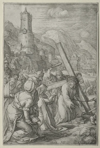 The Passion: Christ Carrying the Cross by Hendrick Goltzius, print, 1591-1603