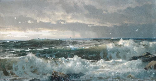 Surf on Rocks by William Trost Richards, artwork, 1890-1899